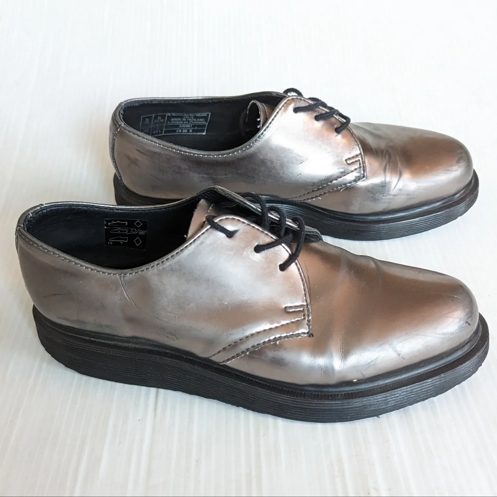 DOC MARTENS 14576 silver metallic oxford loafers Creepers size 7